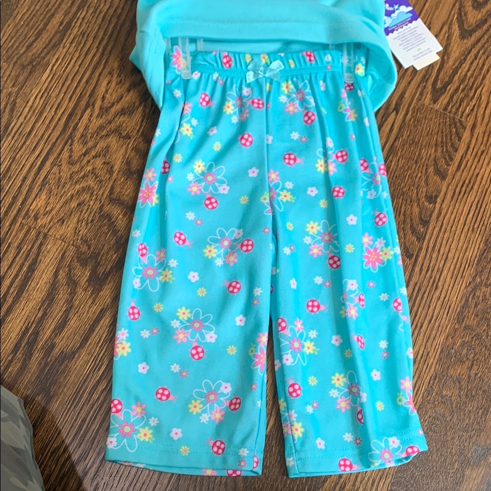 NWT Floral Blue Kids Pajamas 2pc set - 12mo - Picture 3 of 3